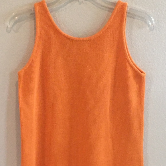 EUC Vintage 80’s Tangerine Orange Knit Designer Cropped Tank Top in Size Small - Picture 3 of 11